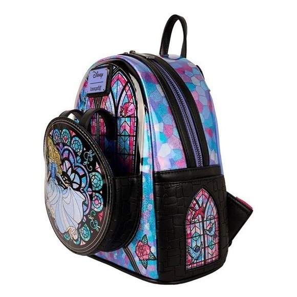 NWT Loungefly HTF Disney Sleeping Beauty Aurora Stained Glass Backpack STUNNING - Picture 3 of 7